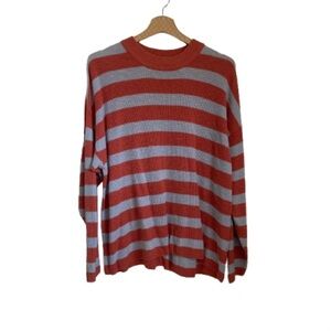 Free People Striped Crewneck Sweater in Red and Gray